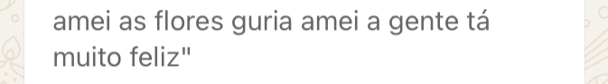 Depoimento no WhatsApp: amei as flores guria, amei, a gente tá muito feliz
